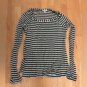 Black and White Striped Women's Top